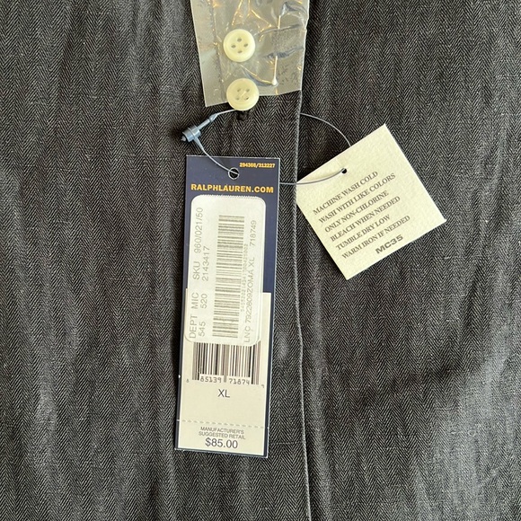 Ralph Lauren Blake 64% Linen, 36% silk short sleeve button down, Size XL - Picture 4 of 5